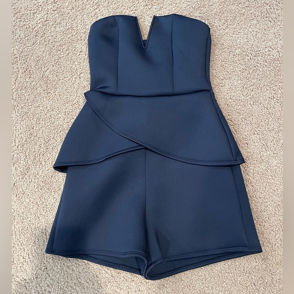 CHARLOTTE RUSSE Junior Navy Blue Tube Playsuit Jumpshort